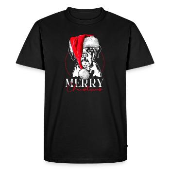 Père Noël Boxer Joyeux Noël Chiens Chien Wilsigns - T-shirt Premium bio Homme - noir - Devant - Nico (187cm)