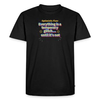 I.T Optimistic Fixer T-Shirt - Men's Premium Organic T-Shirt - black - Front - Nico (187cm)