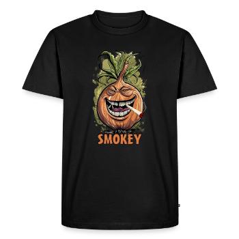 Smokey Cannabis Stoner Oignon 420 - T-shirt Premium bio Homme - noir - Devant - Nico (187cm)