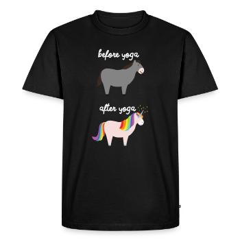 Before Yoga - After Yoga - Men's Premium Organic T-Shirt - black - Front - Nico (187cm)