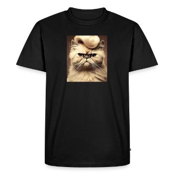 Chat persan Negan: Rockabilly - T-shirt Premium bio Homme - noir - Devant - Nico (187cm)