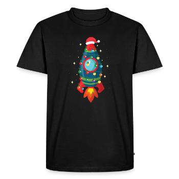 Christmas Space Rocket Cool Xmas Holiday Gift Idea - Men's Premium Organic T-Shirt - black - Front - Nico (187cm)