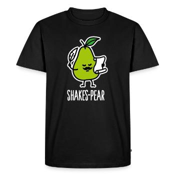 Shakes-Pear, Funny Shakespeare Pun Pear - Men's Premium Organic T-Shirt - black - Front - Nico (187cm)