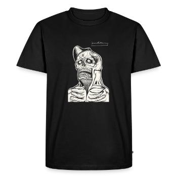 Dessin au trait du sweat à capuche tête de mort - T-shirt Premium bio Homme - noir - Devant - Nico (187cm)
