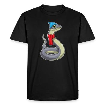 Snake Winter Scarf Hat - Men's Premium Organic T-Shirt - black - Front - Nico (187cm)