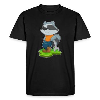 Raccoon Mechanic Wrench Workshop - Men's Premium Organic T-Shirt - black - Front - Nico (187cm)