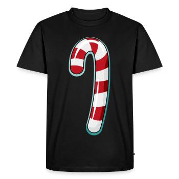 Conception rayée de canne de bonbon - T-shirt Premium bio Homme - noir - Devant - Nico (187cm)