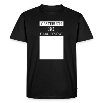 Livre d’or 30e anniversaire T-shirt Signature - T-shirt Premium bio Homme - noir - Devant - Nico (187cm)