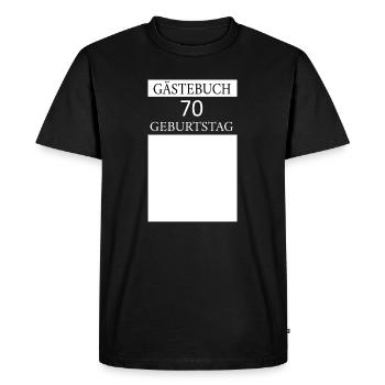 Livre d’or 70e anniversaire T-shirt Signature - T-shirt Premium bio Homme - noir - Devant - Nico (187cm)