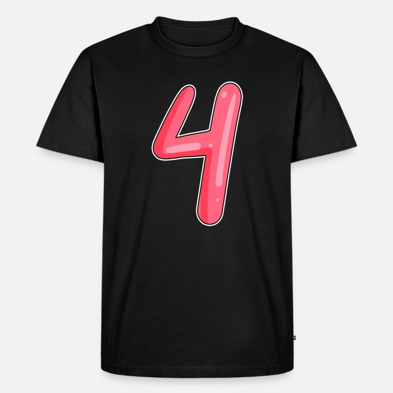 4 - Vier Zahl Nummer - Männer Premium Bio T-Shirt - Schwarz