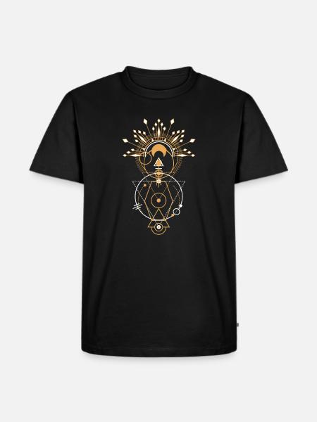 Golden Sacred Geometry Mandala - Men's Premium Organic T-Shirt - black