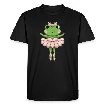 Ballet Frog in Pink Tutu - Men's Premium Organic T-Shirt - black - Front - Nico (187cm)