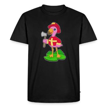 Flamingo Firefighter Axe Fire Brigade - Men's Premium Organic T-Shirt - black - Front - Nico (187cm)