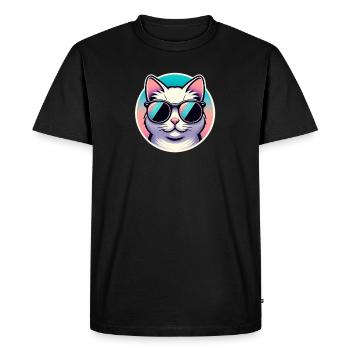 Chat avec des lunettes de soleil en pastel - T-shirt Premium bio Homme - noir - Devant - Nico (187cm)