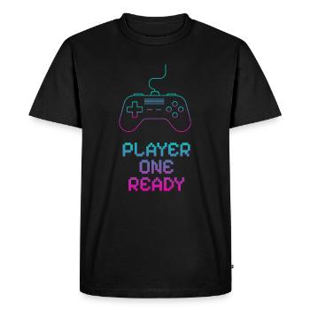 Neon Gaming Controller Design - Men's Premium Organic T-Shirt - black - Front - Nico (187cm)