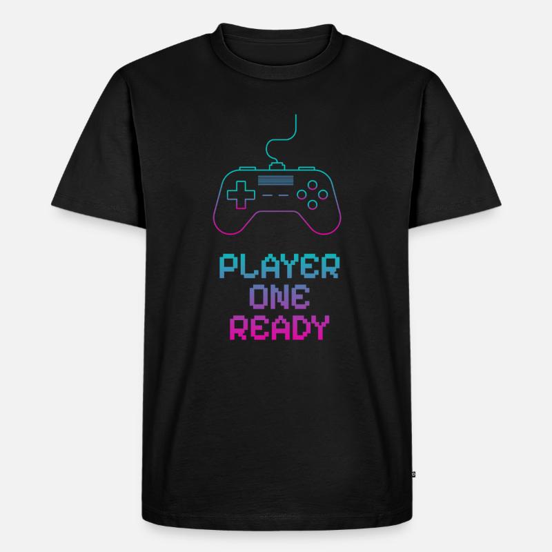 Neon Gaming Controller Design - Männer Premium Bio T-Shirt - Schwarz