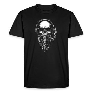 Crâne monochrome DJ avec barbe - T-shirt Premium bio Homme - noir - Devant - Nico (187cm)