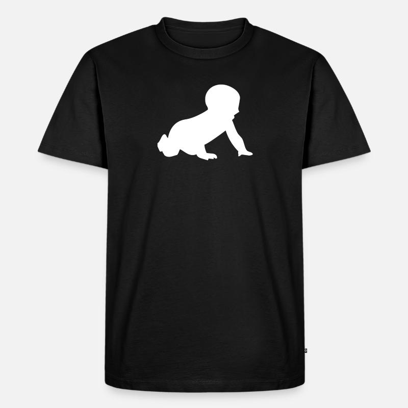 Krabbelnde Baby-Silhouette - Männer Premium Bio T-Shirt - Schwarz
