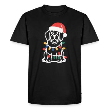 Lumières de Noël du chiot Père Noël - T-shirt Premium bio Homme - noir - Devant - Nico (187cm)