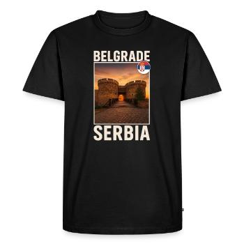 Belgrade, Serbie - T-shirt Premium bio Homme - noir - Devant - Nico (187cm)