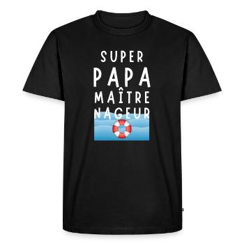 Father MNS Humor Super Dad Lifeguard Lifeguard - Men's Premium Organic T-Shirt - black - Front - Nico (187cm)