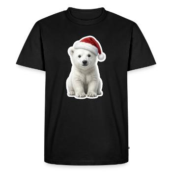 Kleiner Eisbaer mit Nikolausmuetze - Men's Premium Organic T-Shirt - black - Front - Nico (187cm)
