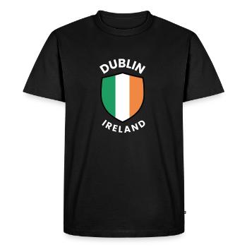 Dublin shield with the colours of Ireland - Men's Premium Organic T-Shirt - black - Front - Nico (187cm)
