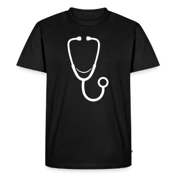 Stethoscope Medicine Doctor Nursing Heart - Men's Premium Organic T-Shirt - black - Front - Nico (187cm)