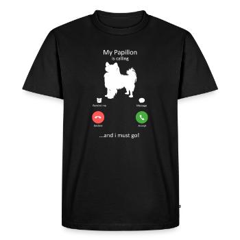 Interface de téléphone intelligent Papillon Dog Calling - T-shirt Premium bio Homme - noir - Devant - Nico (187cm)