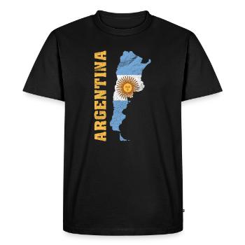 Carte argentine Drapeau Vintage Design - T-shirt Premium bio Homme - noir - Devant - Nico (187cm)