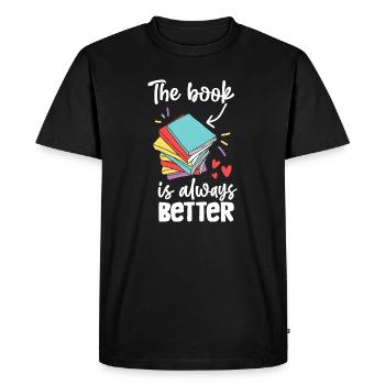 Le livre est toujours meilleur - T-shirt Premium bio Homme - noir - Devant - Nico (187cm)