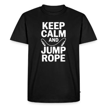Keep Calm and Jump Rope - Men's Premium Organic T-Shirt - black - Front - Nico (187cm)