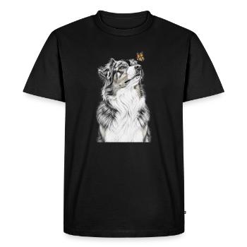 Aussie Looking Butterfly Australian Shepherd - Men's Premium Organic T-Shirt - black - Front - Nico (187cm)