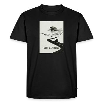 Continue simplement à faire de l’aventure à moto - T-shirt Premium bio Homme - noir - Devant - Nico (187cm)