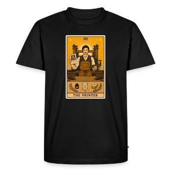 Scarabée de l’écorce de l’épicéa | Art imprimé Typographie Tarot - T-shirt Premium bio Homme - noir - Devant - Nico (187cm)