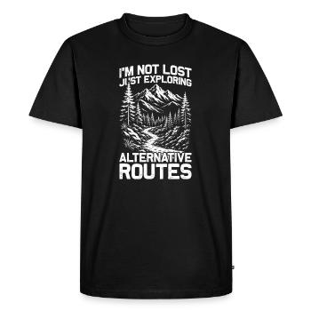 Itinéraires alternatifs Randonnée Montagnes Alpinisme - T-shirt Premium bio Homme - noir - Devant - Nico (187cm)