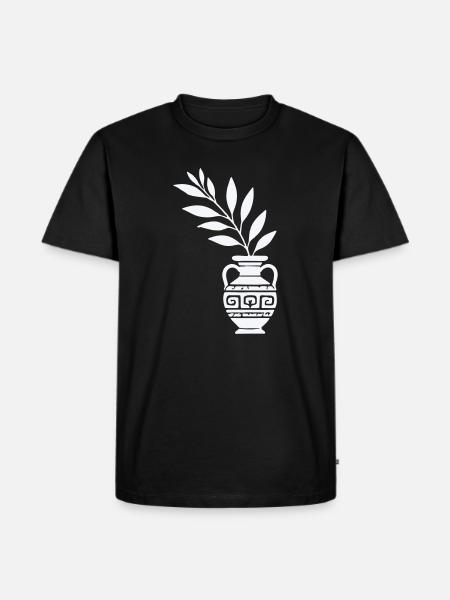 Antique Vase with Leaf Branches - Men's Premium Organic T-Shirt - black