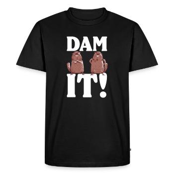 Barrage | Dessin de castor Dabbing - T-shirt Premium bio Homme - noir - Devant - Nico (187cm)
