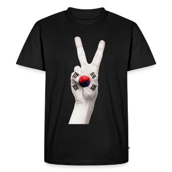 KOREA. NORTH KOREA SOUTH KOREA PEACE SIGNS - Men's Premium Organic T-Shirt - black - Front - Nico (187cm)