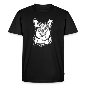 Corgi Portrait Dog Portrait Dogs Wilsigns - Men's Premium Organic T-Shirt - black - Front - Nico (187cm)