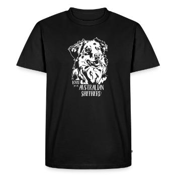 Loved by an Australian Shepherd Dog Wilsigns - Men's Premium Organic T-Shirt - black - Front - Nico (187cm)