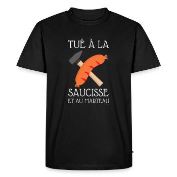 Cité de la peur | Tué à la saucisse et au marteau - T-shirt Premium bio Homme - noir - Devant - Nico (187cm)