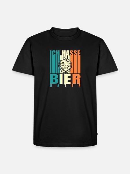 Ich hasse Bier Hater - Männer Premium Bio T-Shirt - Schwarz