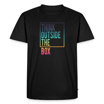 Think outside the Box - Men's Premium Organic T-Shirt - black - Front - Nico (187cm)