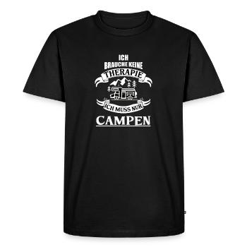 Therapie "Campen" - Männer Premium Bio T-Shirt - Schwarz - Vorne - Nico (187cm)