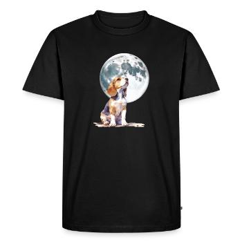 T-Shirt Moon Beagle – La gentillesse rencontre la magie ! - T-shirt Premium bio Homme - noir - Devant - Nico (187cm)