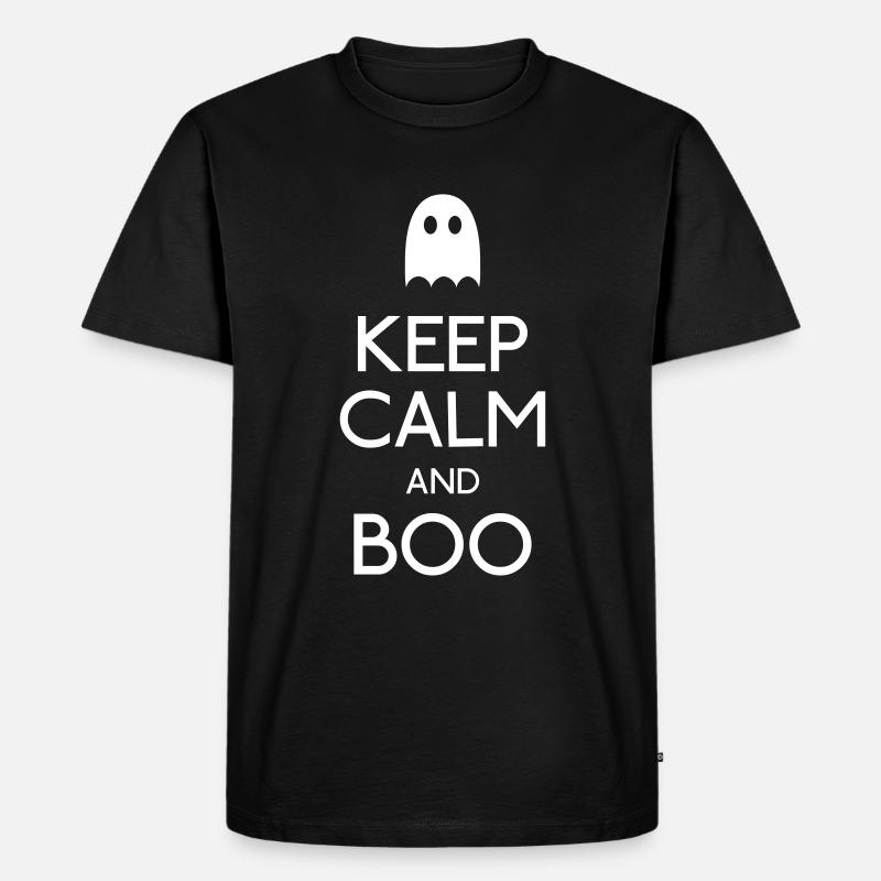 Keep Calm and Boo - Männer Premium Bio T-Shirt - Schwarz