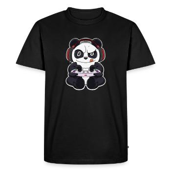 Panda With Gaming Controller I Funny Gaming I - Men's Premium Organic T-Shirt - black - Front - Nico (187cm)