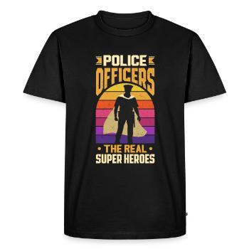 Real Heroes Father's Day Design for Policeman - Men's Premium Organic T-Shirt - black - Front - Nico (187cm)