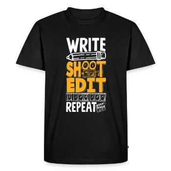 Écrire Shoot Edit Repeat Filmmaker - T-shirt Premium bio Homme - noir - Devant - Nico (187cm)